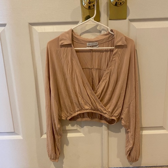 Urban Outfitters Tops - 🤩Urban Outfitters Nude-Blush Faux Wrap Jersey Crop Top